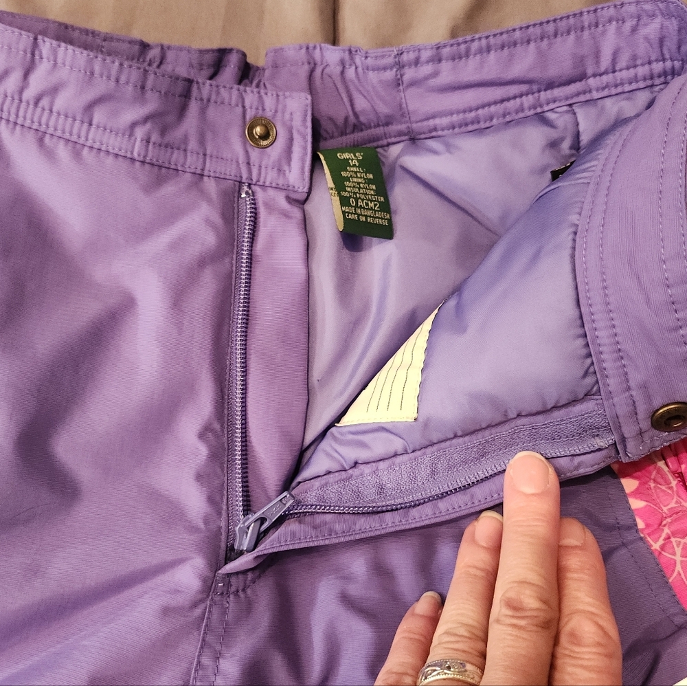 L.L. Bean OACM2 Snow Ski Active Outdoor Thinsulate Pant Pink/Purple Girls Size 1 - Picture 8 of 14